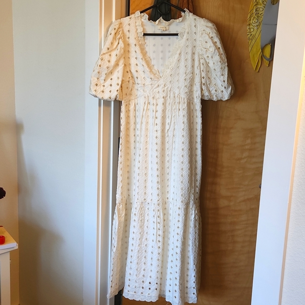 White eyelet maxi dress